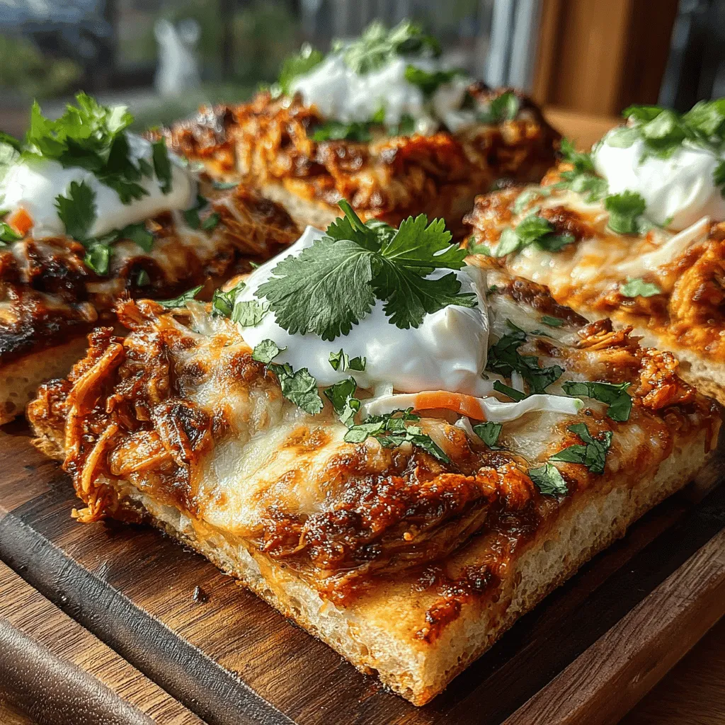 Smoky Pulled BBQ Chicken Flatbreads are a culinary delight that combines the rich flavors of smoky, tender chicken with the satisfying crunch of fresh toppings, all nestled in a warm, fluffy flatbread. This dish is perfect for various occasions, whether you're hosting a casual gathering, looking for an easy weeknight meal, or wanting a fun family dinner that everyone can customize to their tastes. The beauty of Smoky Pulled BBQ Chicken Flatbreads lies in their versatility; they can be as simple or as elaborate as you wish, making them a fantastic choice for both novice cooks and seasoned chefs alike.