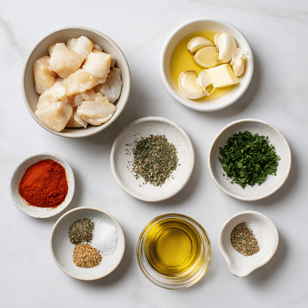 Ingredients for Air Fryer Garlic Butter Chicken Bites: 30-Minute Fall Comfort