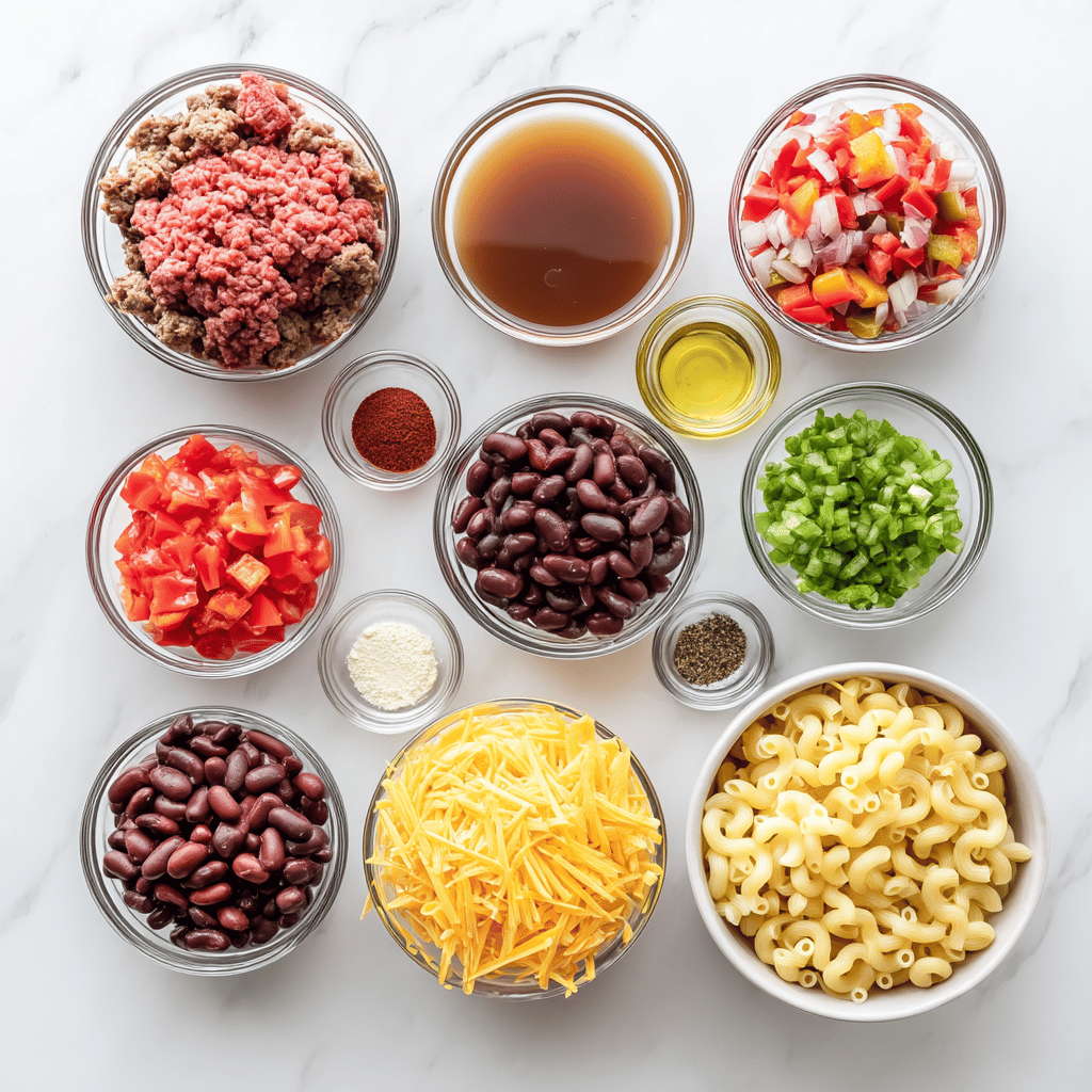 Ingredients for Slow Cooker Chili Mac: Weeknight Hearty Bowlful